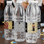 Personalized Cartoon Graduation Character Set of 20 Water Bottle Label Sticker with Name and Year Graduation Party Decor for Graduates