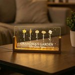 Personalised We Love You Birth Flower Rectanglar Acrylic LED Night Light with Wooden Base and 1-12 Names Mother's Day Gift for Mom Grandma