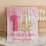 Personalized Cute Animal Pattern Our 1st Mother's Day Soft Throw Blanket with Name and Year Home Deco Mother's Day Gift for New Mom Newborn