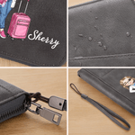 Personalized Nurse Cartoon Character PU Leather Passport Holder Wallet with Name Travel Essential Birthday Gift for Nurse Doctor Medical Staff