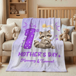 Personalized Cute Animal Pattern Our 1st Mother's Day Soft Throw Blanket with Name and Year Home Deco Mother's Day Gift for New Mom Newborn