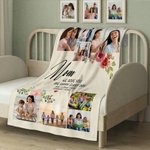 Personalized Floral 8 Photos Soft Throw Blanket with Name and Text Home Decor Mother's Day Gift for Mom