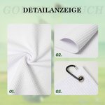 Personalisiertes Golfhandtuch mit Cartoon-Golfspieler | mit Namen und Initiale | Karabinerhaken | Golfzubehör | Geburtstagsgeschenk für Golfliebhaber