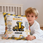 Vehículo de Construcción Personalizado Funda de Almohada Suave con Nombre Inicial y Título Decoración de Dormitorio Regalo de Cumpleaños para Niños Niños