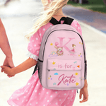 Personalised Cartoon Professional Character Bear Initial School Bag with Name Back to School Birthday Gift for Kids