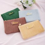 Personalisierte Multicolor Make-up Tasche Brautjungfer Geschenk-Set mit Namen Geschenk-Box und Scrunchie 5 Pcs Bachelor Party Hochzeit Brautjungfer Geschenk für Sie