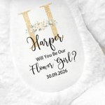 Personalized Flower Golden Initial Soft Bunny Plush Stuffed Toy with Name and Date Wedding Gift for Flower Girls