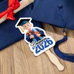Personalised Glitter Cartoon Character Graduation Fan with Name and Year Graduation Gift for Graduates Friends