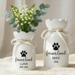 Personalized Paw Print Ceramic Vase with Name and Date Daily Use Memorial Sympathy Pet Loss Gift for Pet Owners