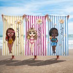 Personlig tegneserie karakter fødsel blomst hurtigtørkende overdimensjonert mykt badehåndkle med navn svømming strandfest bursdagsgave til barn familie