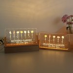 Personalised We Love You Birth Flower Rectanglar Acrylic LED Night Light with Wooden Base and 1-12 Names Mother's Day Gift for Mom Grandma