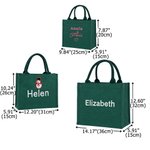 Bolsa de yute grande personalizada de Papá Noel con tema navideño y nombre bordado para uso diario Fiesta de novias Regalo de Navidad para mujer Familia Dama de honor