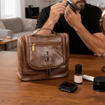 Personalizado Golf Barba Diseño Portátil Impermeable PU Cuero Bolsa de aseo de los hombres con la inicial y el nombre de viaje de negocios Viaje de cumpleaños de regalo para los hombres