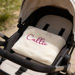 Personalised Multicolour Warm Cozy Knitted Baby Blanket with Embroidered Name Baby Shower 1st Birthday Gift for Newborn Baby