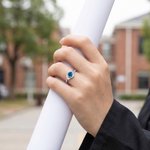 Anillo personalizado de piedra de nacimiento con nombre grabado Año y texto Cumpleaños Aniversario Graduación Regalo para graduados