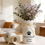 Personalized Paw Print Ceramic Vase with Name and Date Daily Use Memorial Sympathy Pet Loss Gift for Pet Owners