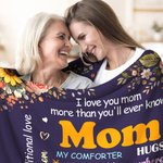 Personalised I Love You Mom Photo Floral Soft Throw Blanket Home Decor Mother's Day Gift for Mom