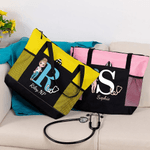 Sac fourre-tout de grande capacité avec nom et doublure imperméable Personnalisé Cartoon Medical Character Initial Nurse Day Birthday Gift for Doctor Nurse