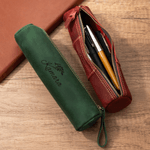 Personalised Monogram Initial Crazy Horse Leather Pen Case with Name Teacher's Day Birthday Back to School Gift for Teachers Students