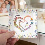 Personalised Watercolour Family Heart Birth Flower Ceramic Trinket Jewellery Dish with Names Birthday Mother's Day Gift for Women