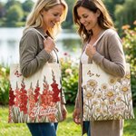 Personalised Birth Flower Bag with Name Travel Accessories Mother's Day Birthday Gift for Women Girls