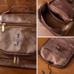 Personalizado Golf Barba Diseño Portátil Impermeable PU Cuero Bolsa de aseo de los hombres con la inicial y el nombre de viaje de negocios Viaje de cumpleaños de regalo para los hombres