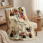 Personalized Floral 8 Photos Soft Throw Blanket with Name and Text Home Decor Mother's Day Gift for Mom
