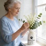 Personalized Paw Print Ceramic Vase with Name and Date Daily Use Memorial Sympathy Pet Loss Gift for Pet Owners