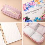 Personalised Floral Notebook Pencil Case Bible Study Kit with Name Colourful Pens and Gift Box 11 Pcs Easter Gift for Christian Catholic