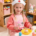 Personalized Cartoon Profession Character Initial Waterproof Long Sleeve Apron with Name and Pocket Birthday Gift for Kid