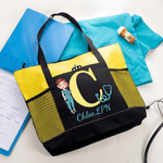 Sac fourre-tout de grande capacité avec nom et doublure imperméable Personnalisé Cartoon Medical Character Initial Nurse Day Birthday Gift for Doctor Nurse
