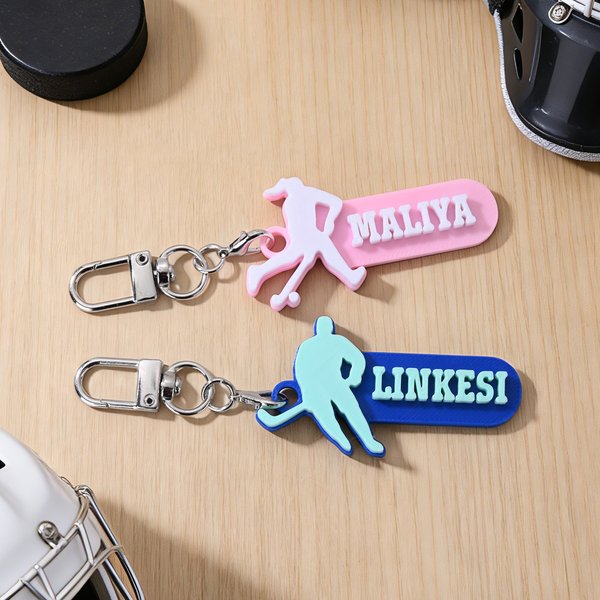 Gepersonaliseerde ijshockeystick sleutelhanger met 3D-gedrukte naam Game Day verjaardagscadeau voor hockey liefhebbers sportliefhebbers