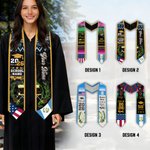 Persoinalized Guatemala USA Double Flag Graduation Stole with Name School Name and Year Graduation Gift for Class of 2026 Graduates