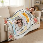 Personalised I Love You Mom Photo Floral Soft Throw Blanket Home Decor Mother's Day Gift for Mom
