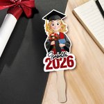 Personalised Glitter Cartoon Character Graduation Fan with Name and Year Graduation Gift for Graduates Friends