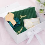 Personalisierte Multicolor Make-up Tasche Brautjungfer Geschenk-Set mit Namen Geschenk-Box und Scrunchie 5 Pcs Bachelor Party Hochzeit Brautjungfer Geschenk für Sie