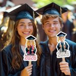 Personalised Glitter Cartoon Character Graduation Fan with Name and Year Graduation Gift for Graduates Friends