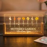 Personalised We Love You Birth Flower Rectanglar Acrylic LED Night Light with Wooden Base and 1-12 Names Mother's Day Gift for Mom Grandma