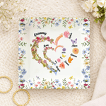 Personalised Watercolour Family Heart Birth Flower Ceramic Trinket Jewellery Dish with Names Birthday Mother's Day Gift for Women