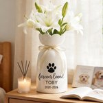 Personalized Paw Print Ceramic Vase with Name and Date Daily Use Memorial Sympathy Pet Loss Gift for Pet Owners