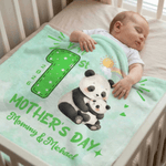 Personalized Cute Animal Pattern Our 1st Mother's Day Soft Throw Blanket with Name and Year Home Deco Mother's Day Gift for New Mom Newborn