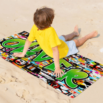 Personalized Doodle Style Quick Dry Oversized Microfiber Beach Towel with Gradient Name Summer Vacation Travel Use Birthday Gift for Family Friend Kid