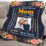 Personalised I Love You Mom Photo Floral Soft Throw Blanket Home Decor Mother's Day Gift for Mom