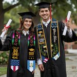 Persoinalized Guatemala USA Double Flag Graduation Stole with Name School Name and Year Graduation Gift for Class of 2026 Graduates
