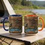 Tazza in ceramica da campo di pesca personalizzata con nome e sottobicchiere Regalo di compleanno per la festa del papà e dell'anniversario per il nonno appassionato di pesca