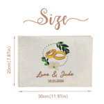 Personalized Flower Wreath Rings Embroidered Wedding Guest Book with Name and Date Wedding Anniversary Gift for Newlyweds