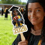 Personalised Glitter Cartoon Character Graduation Fan with Name and Year Graduation Gift for Graduates Friends