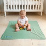 Personalised Multicolour Warm Cozy Knitted Baby Blanket with Embroidered Name Baby Shower 1st Birthday Gift for Newborn Baby