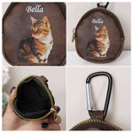 Porte monnaie en cuir PU avec crochet Accessoire portable Utilisation quotidienne Cadeau d'anniversaire pour les amoureux des animaux de compagnie