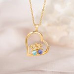 Cuore personalizzato 2 Highland Cows Birthstones Collana Dainty Gioielli Compleanno Anniversario Regalo per coppie Amici Highland Cow Lovers